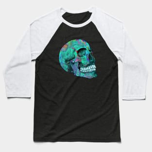 Smiling Turquoise Painters Skull Baseball T-Shirt
